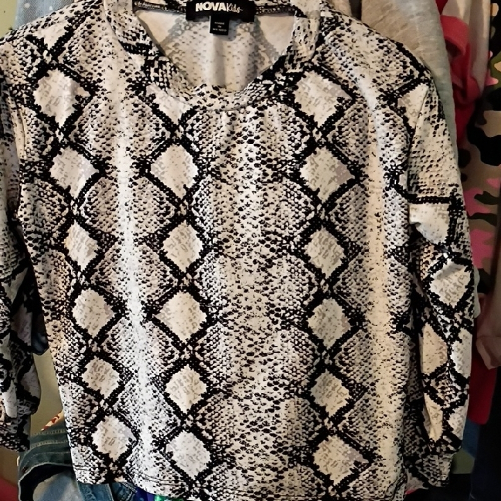 Black and White Snake Print Top